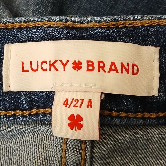 Lucky Brand Jeans 27 4 Ava Raw Hem Blue Denim Stretch - Picture 9 of 12